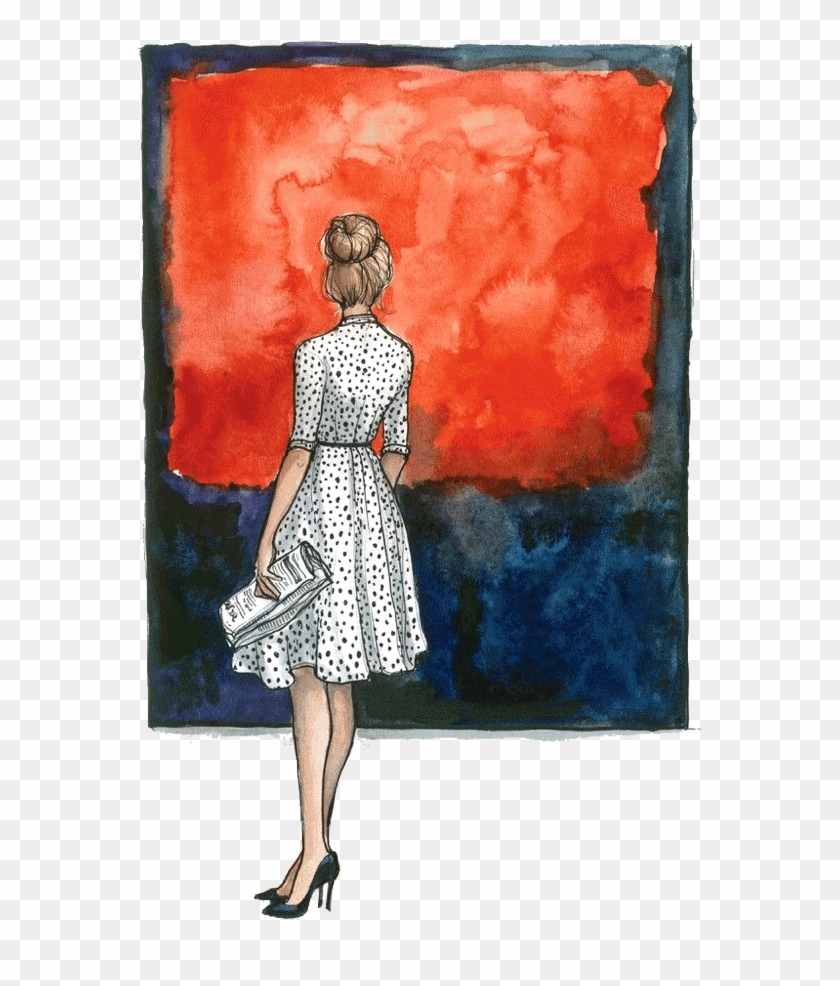 Transparent Art Gallery Museum Drawung Dress Hair Bun - Fashion Illustration Clipart