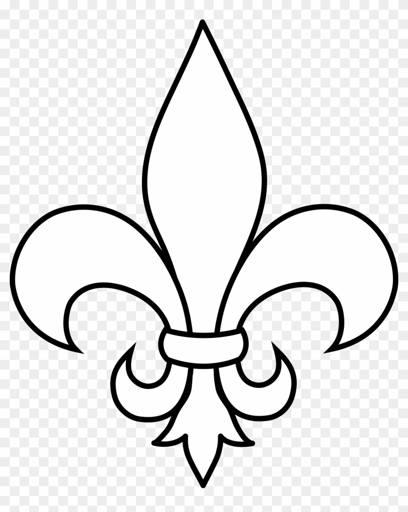 Black And White Fleur De Lis Outline - Fleur De Lis White Clipart