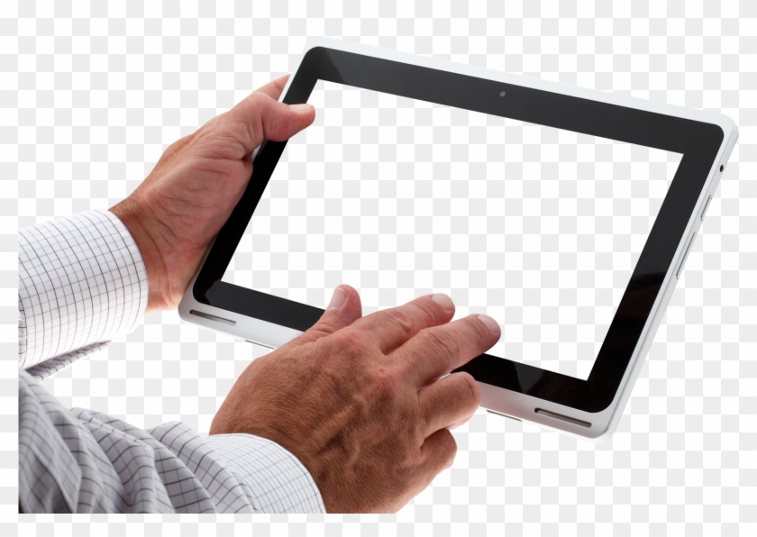 Free Png Hand Using Tablet Png Images Transparent - Hands With Tablet Png Clipart