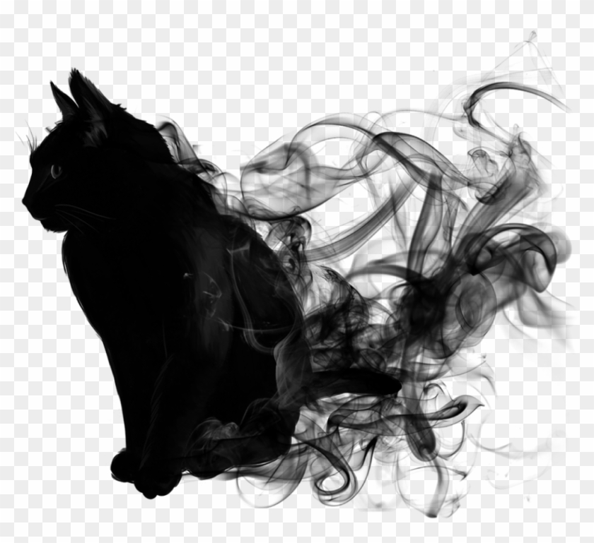 Cat Black Smoke Blacksmoke Animal Blackandwhite - Halloween Wallpaper Iphone Cat Clipart #482280