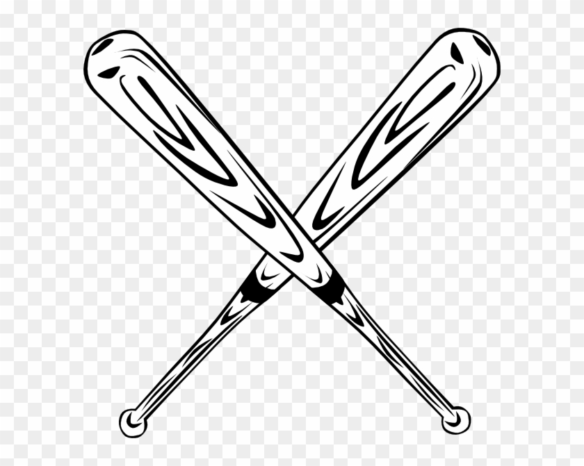 Softball Bats Crossed Clipart - Bat Clip Art Black And White - Png Download #482592