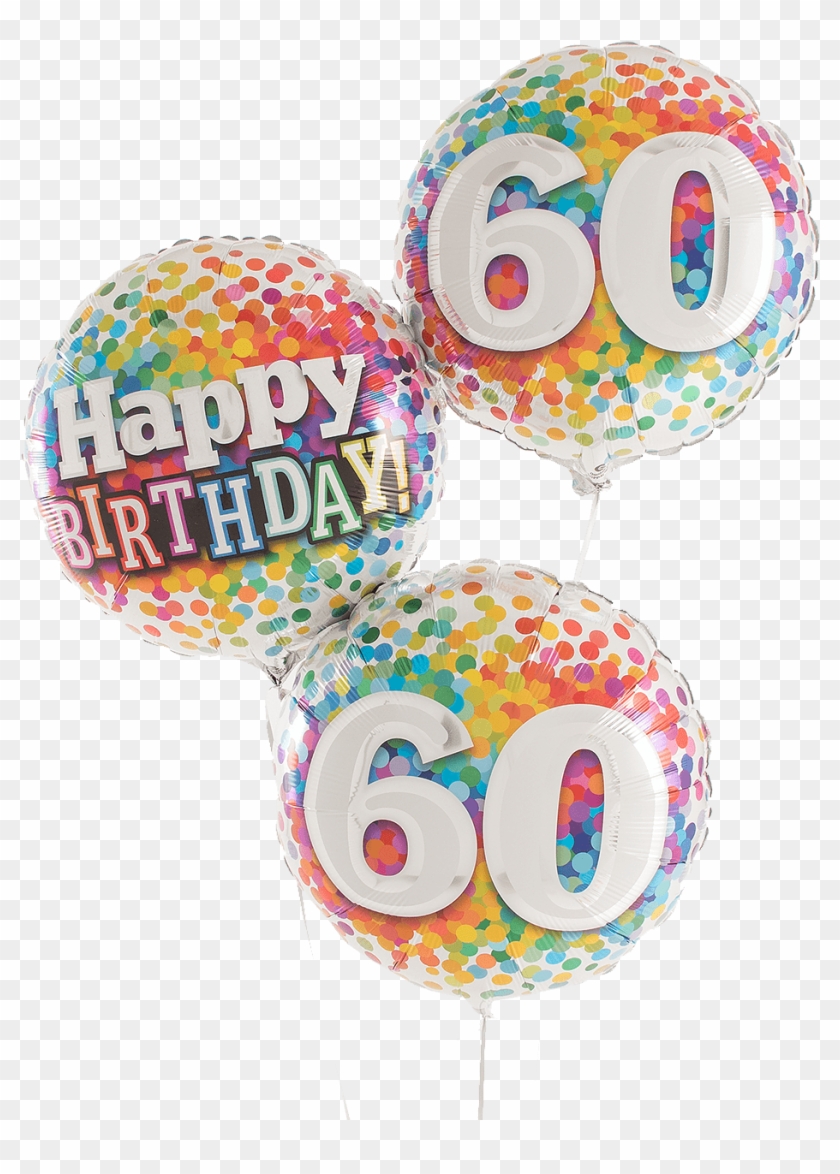 60 Rainbow Confetti Happy Birthday Balloons - 50th Birthday Balloons Png Clipart