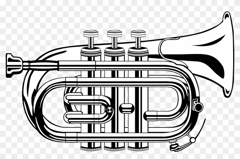 Trumpet Clip Art Clipart - Trumpet Black And White - Png Download #483199