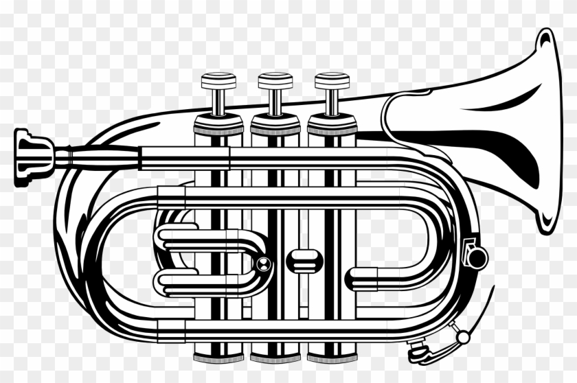 Trumpet Clip Art Clipart - Trumpet Black And White - Png Download