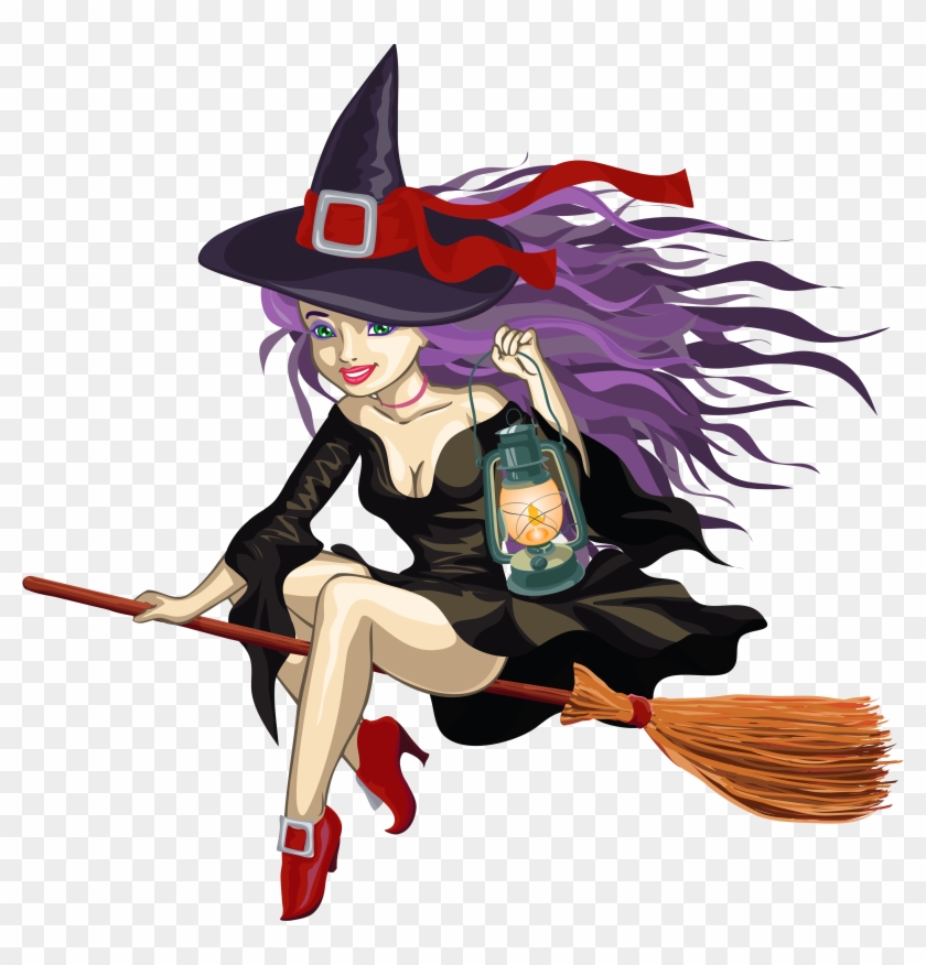 Witch With Lantern Png Clipart - Witch Png Transparent Png