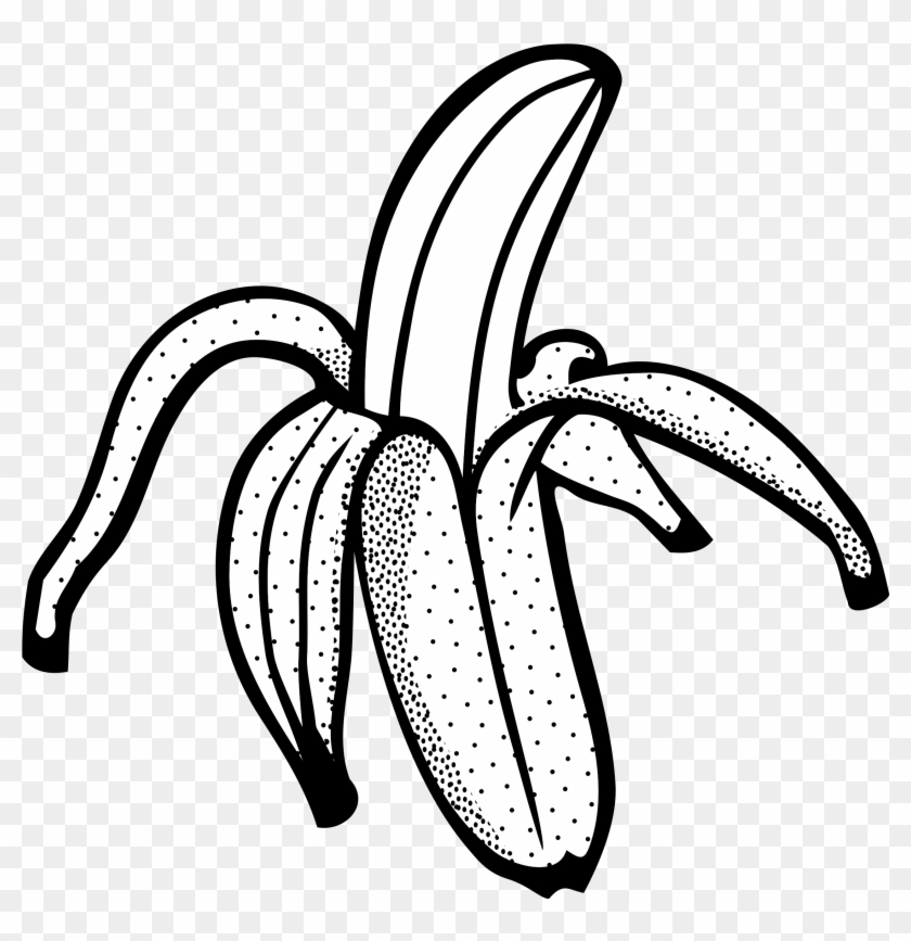 Banana Heart Clipart - Banana Lineart - Png Download