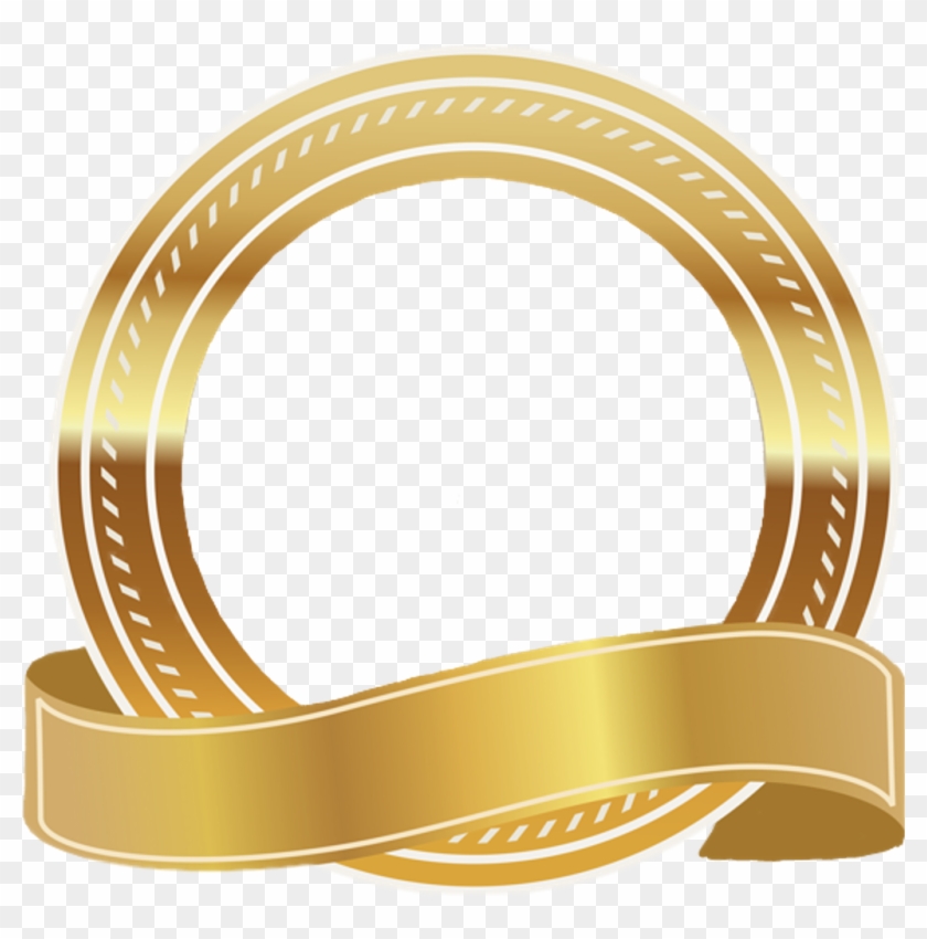 Frame Gold Ribbon Transparent Sticker Decor Golddecorat - Gold Banner Ribbon Png Clipart