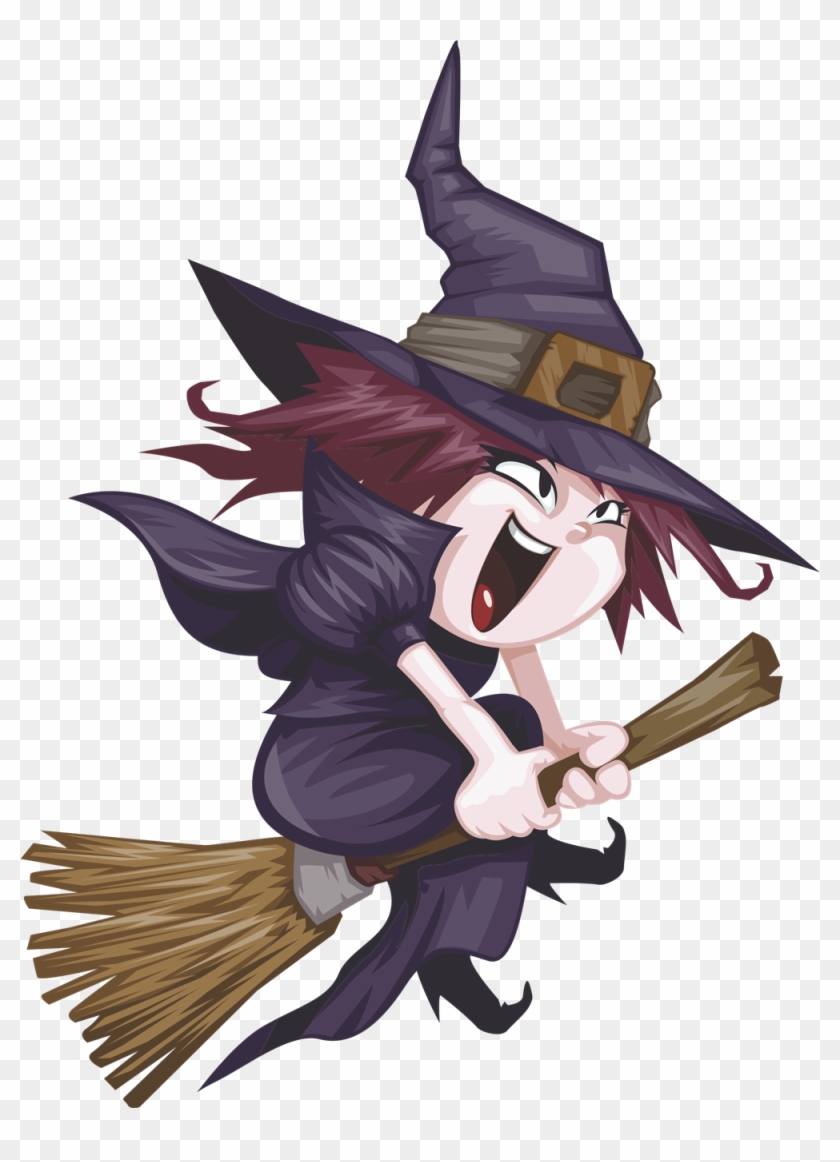 Happy Clipart Witch - Cartoon Halloween Witch Cute - Png Download #484927
