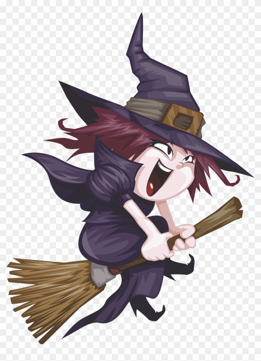 Happy Clipart Witch - Cartoon Halloween Witch Cute - Png Download