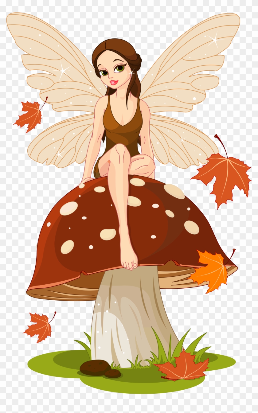 Fairy Sitting On A Mushroom Clipart