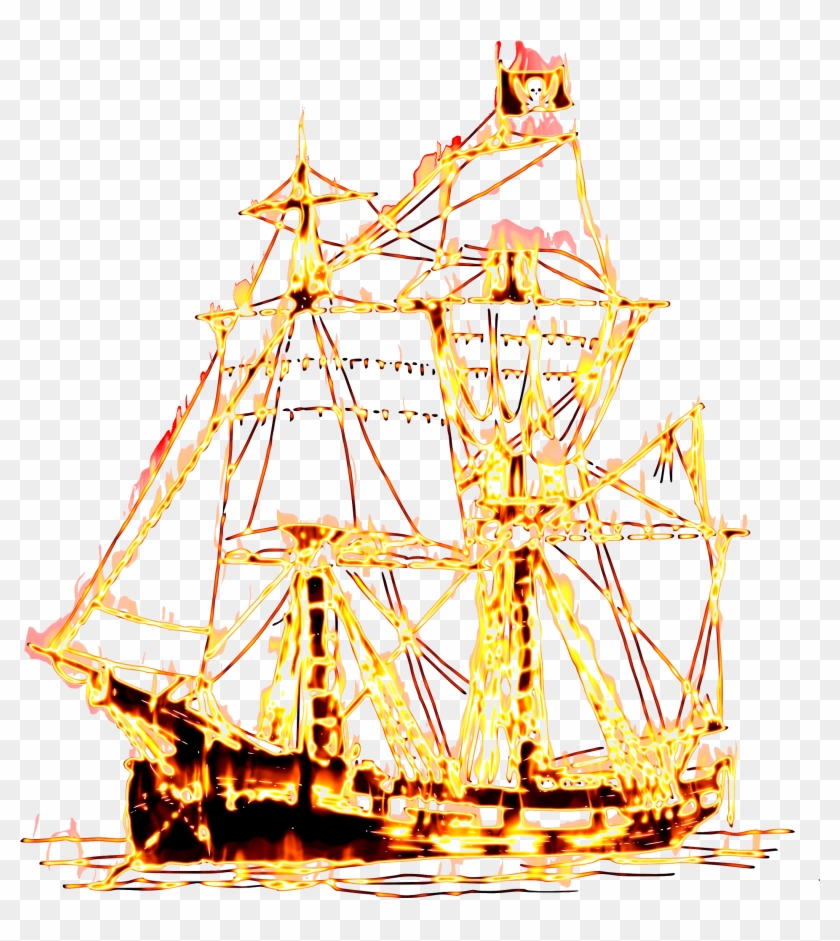 Pirate Ship On Fire 3b - Mast Clipart