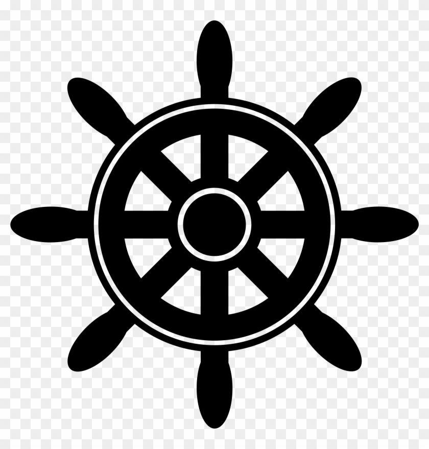 Pirate Ship - Red Nautical Wheel Clipart