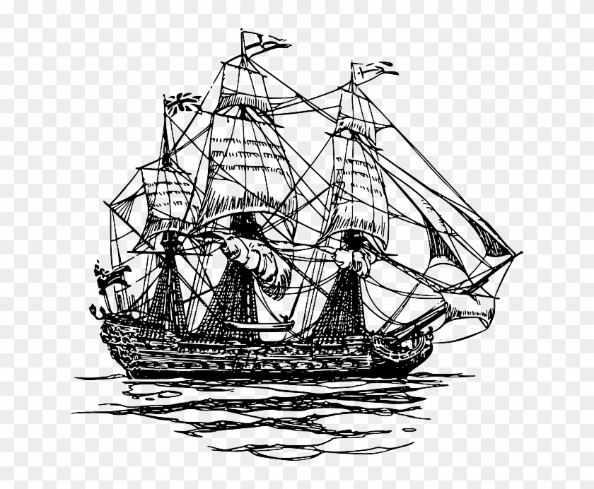 Ship Clipart Colonial - Ship Line Art - Png Download