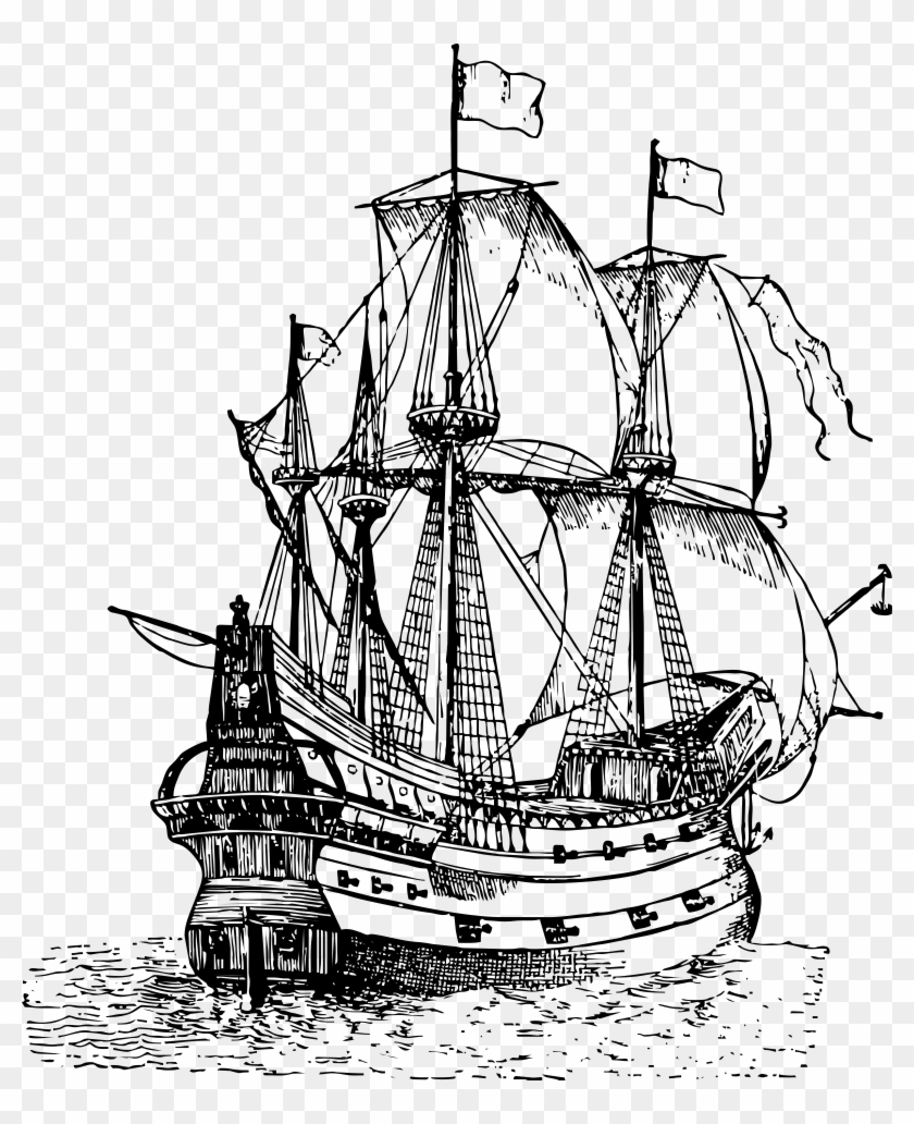 Pirate Ship - William Dampier's Ship Roebuck Clipart