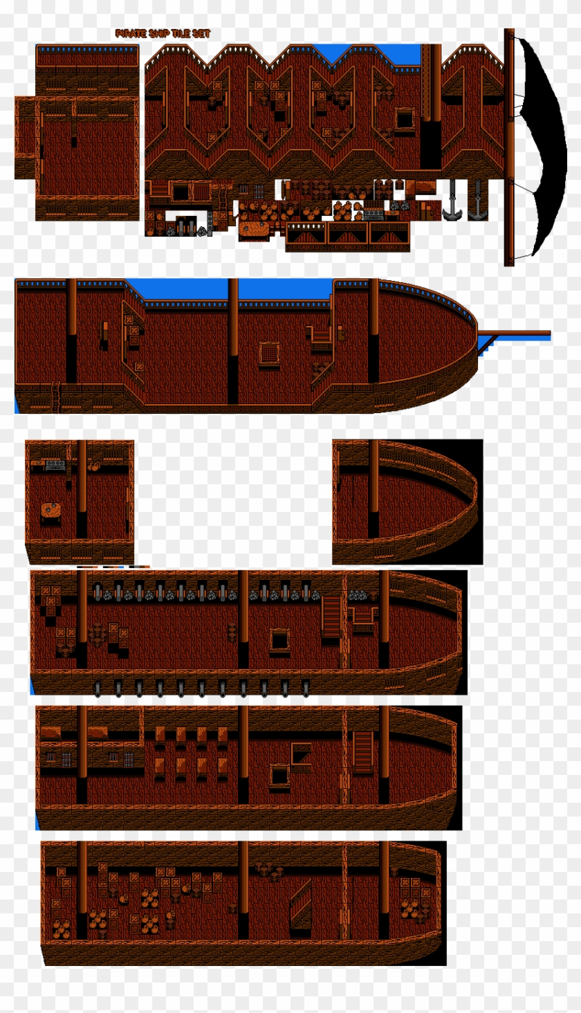 Pirate Ship Tile Set Sheet - Wood Clipart