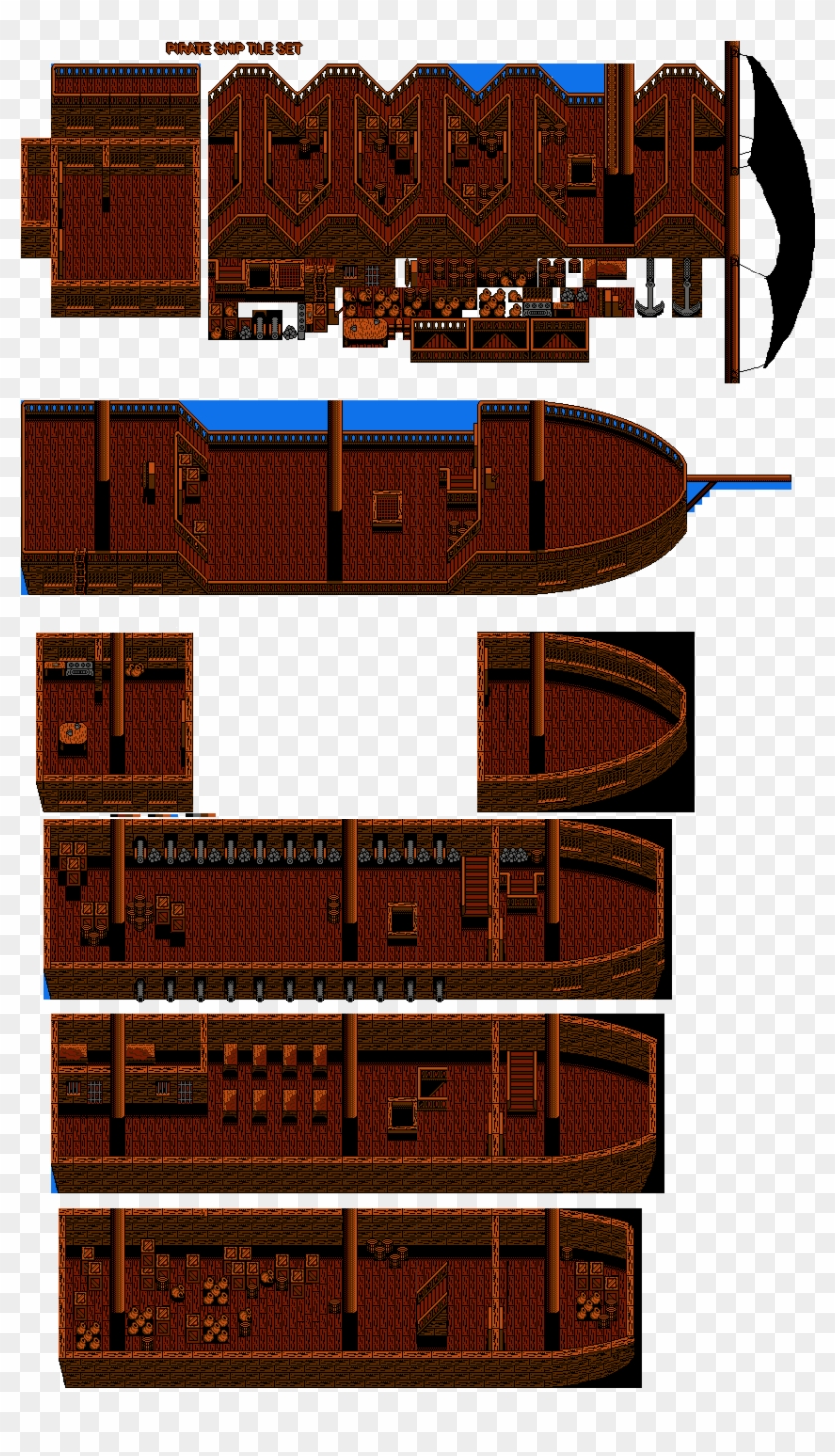 Pirate Ship Tile Set Sheet - Wood Clipart #489424
