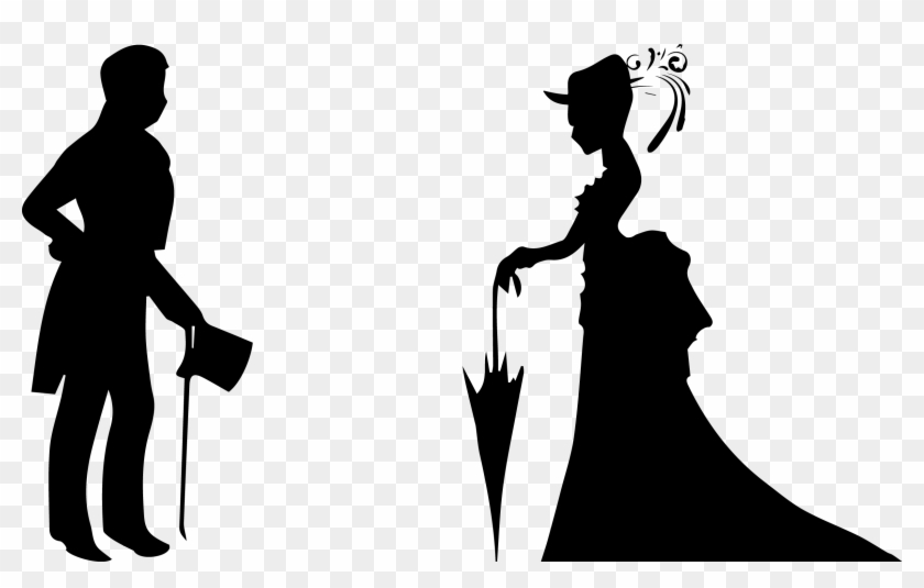 Married Couple Silhouette Clipart - Silhouette - Png Download
