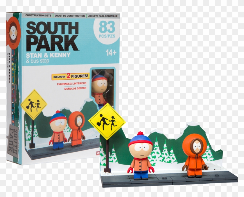 Stan & Kenny With The Bus Stop Construction Set - South Park Mcfarlane Small Set Clipart