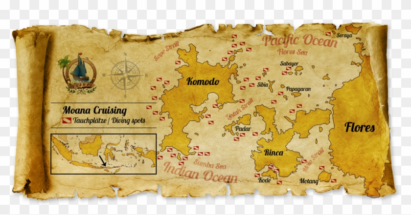 Worldclass Snorkeling In Komodo - Map Of Moana's Journey Clipart