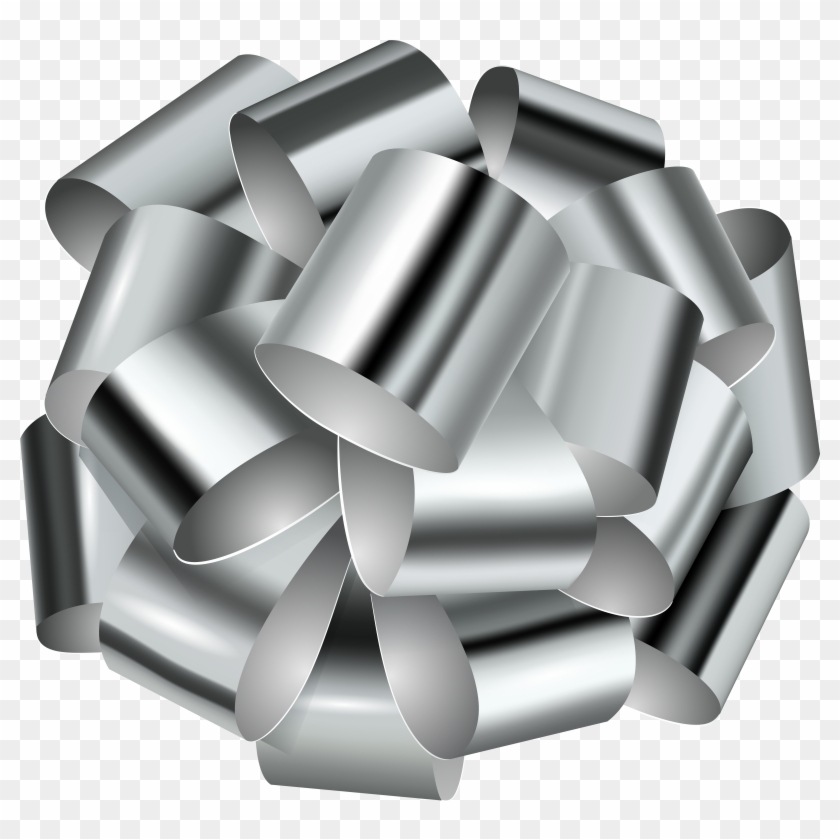 Decorative Silver Bow Transparent Clip Art Image - Silver Bow Transparent - Png Download