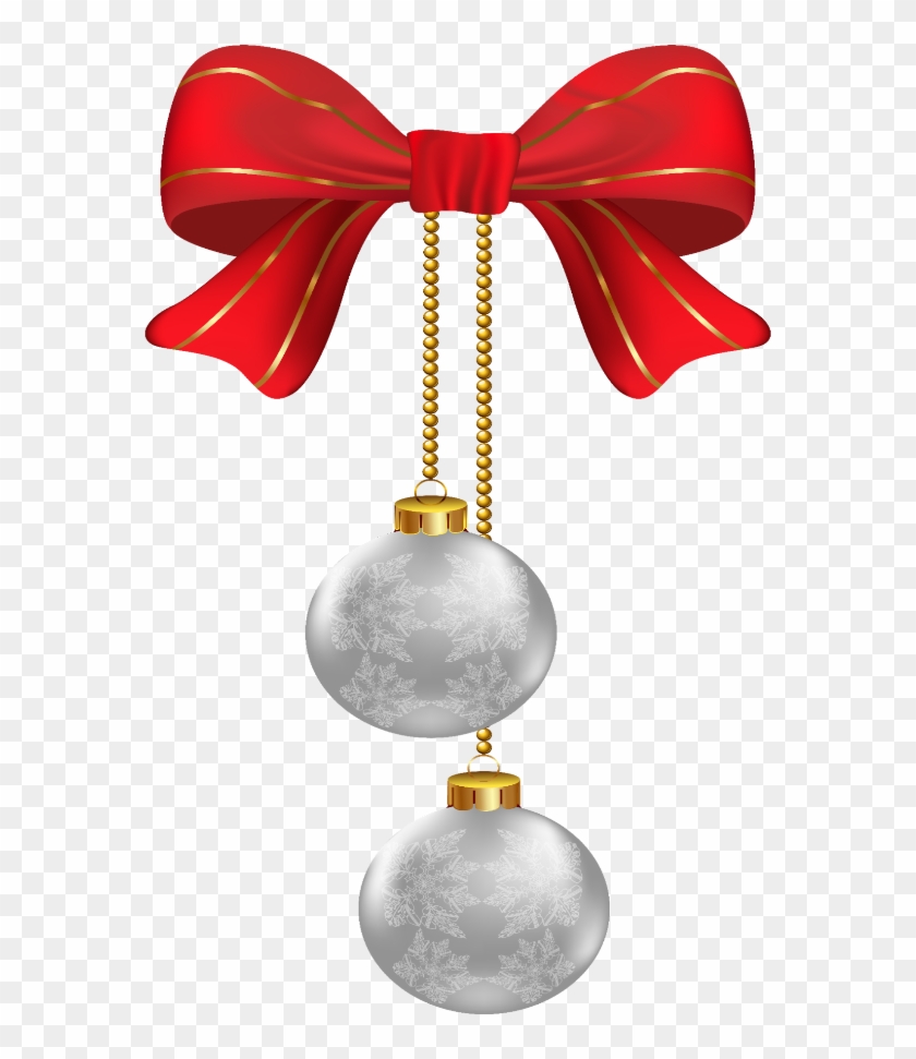 #mq #red #silver #bow #christmas - Christmas Hanging Ornament Png Clipart