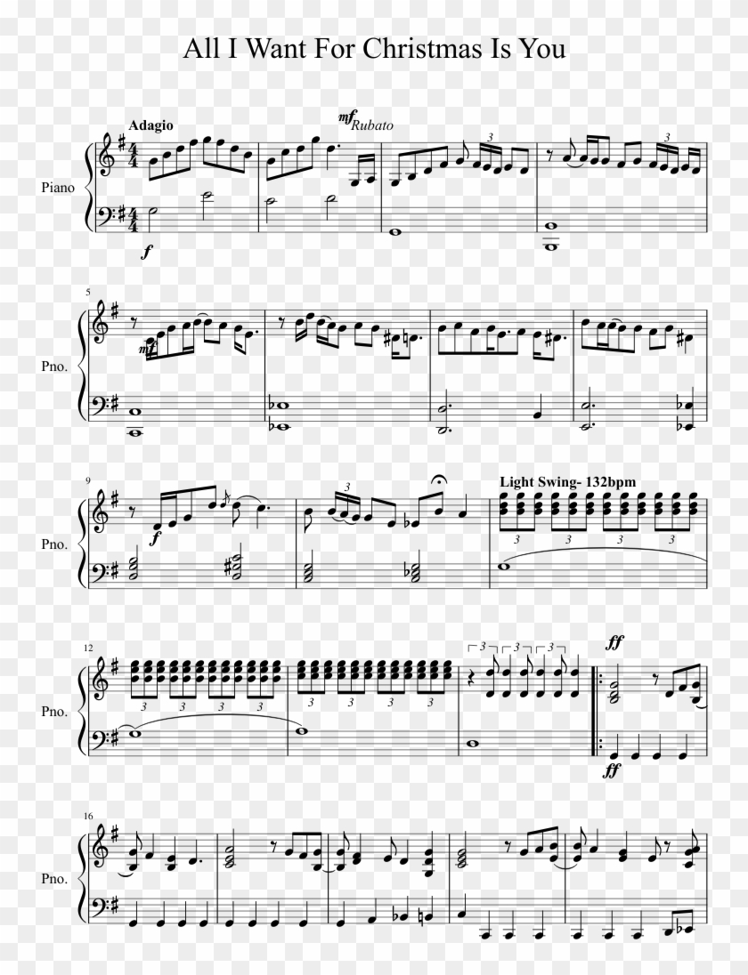 All I Want For Christmas Is You Sheet Music 1 Of 3 - Sheet Music Clipart