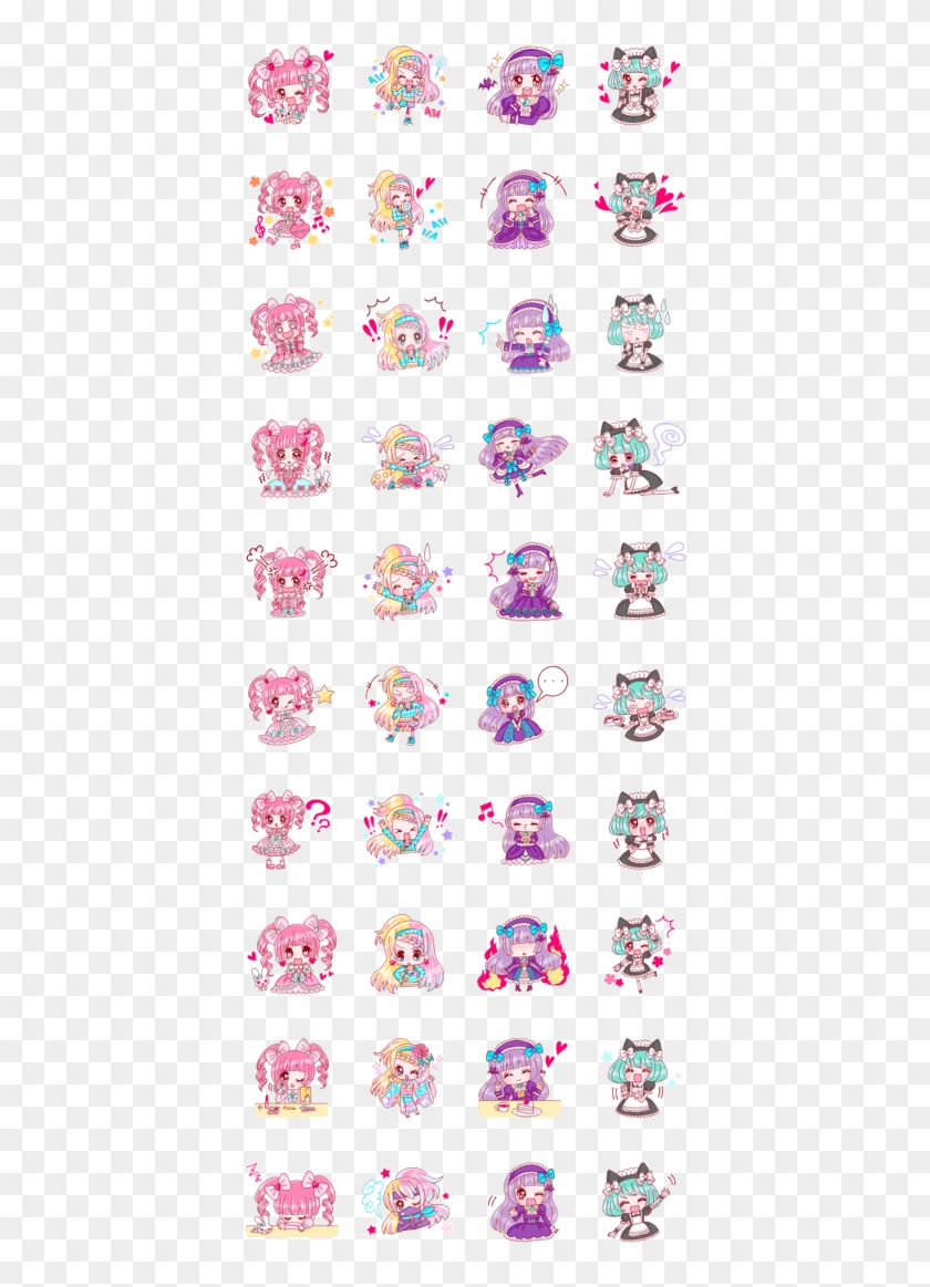 Japanese Kawaii Girls - Pattern Clipart