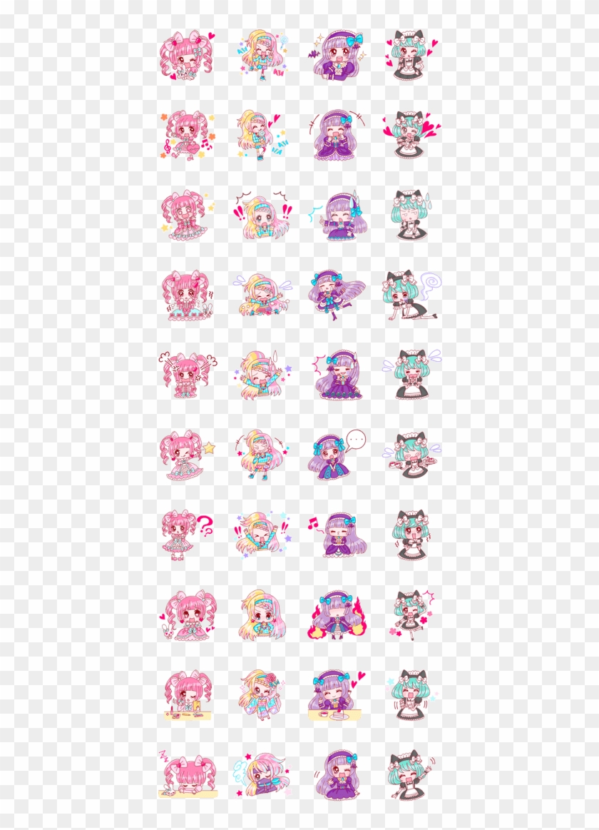 Japanese Kawaii Girls - Pattern Clipart