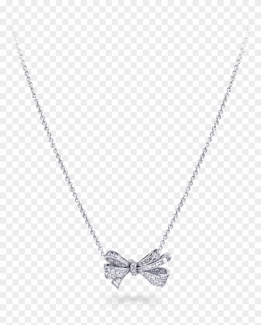 Graff White Diamond Bow Motif Pendant Necklace - Necklace Clipart #4806676
