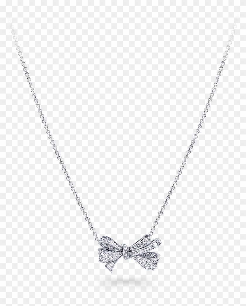 Graff White Diamond Bow Motif Pendant Necklace - Necklace Clipart