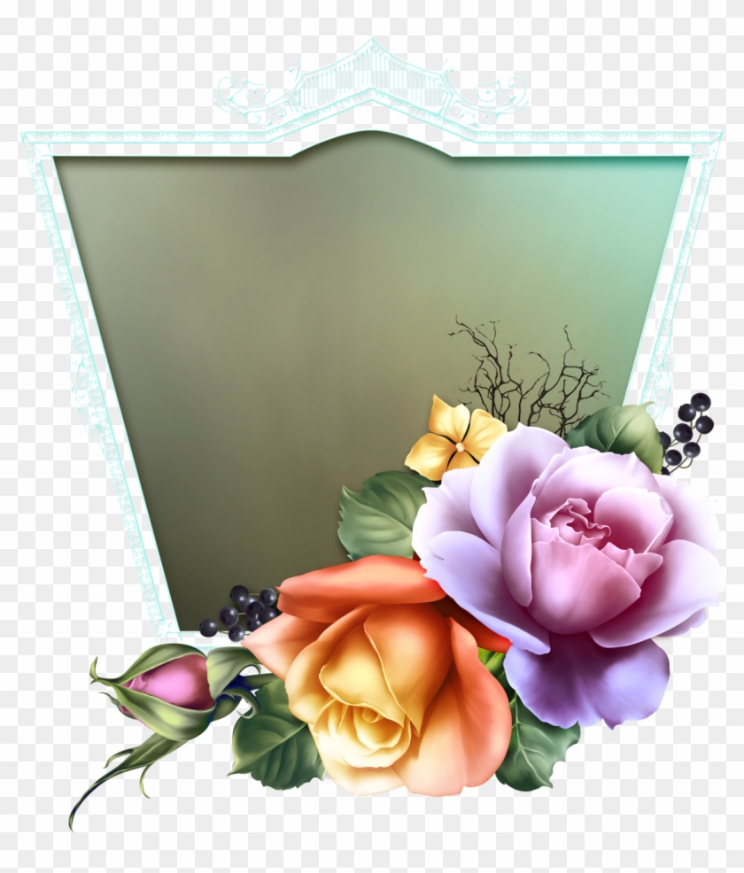 Summer Bouquet Framed Wallpaper, Name Frame, Painted - Floribunda Clipart