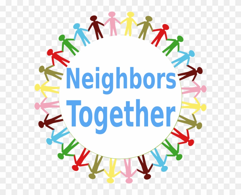 Holding Hands Stick People Multi Coloured Png - Neighbors Together Clipart #4809280