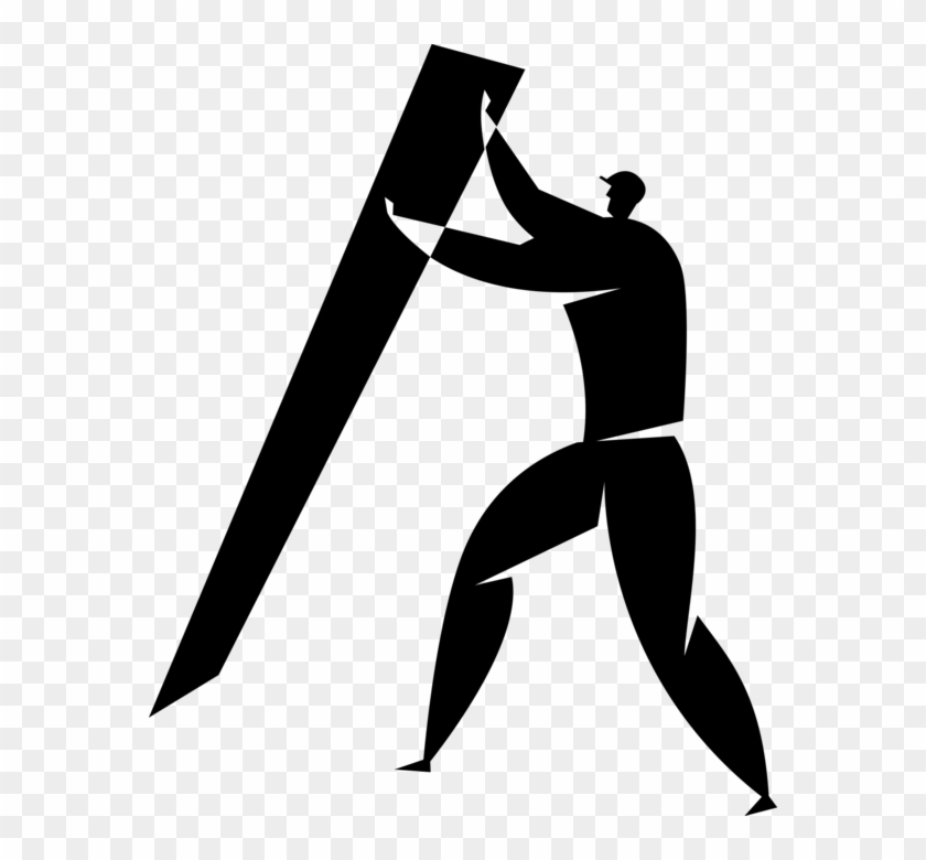 Vector Illustration Of Construction Worker Puts Up Clipart
