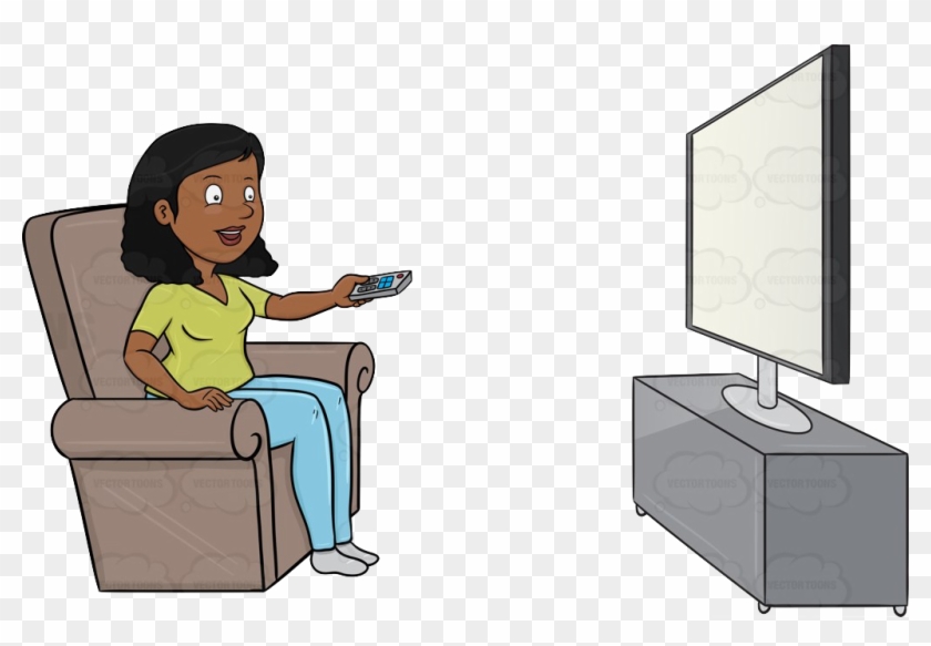 Black Woman Watching Tv Clipart - Png Download