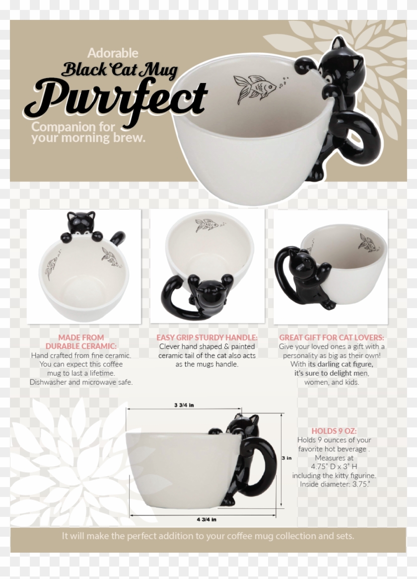Cute Fishing Black Cat Mug - Bag Clipart #4813858