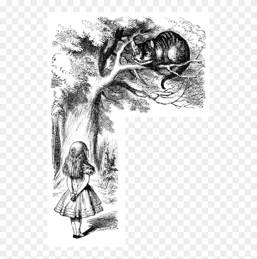Alice And The Cat - Original Alice In Wonderland Cheshire Cat Clipart #4814194