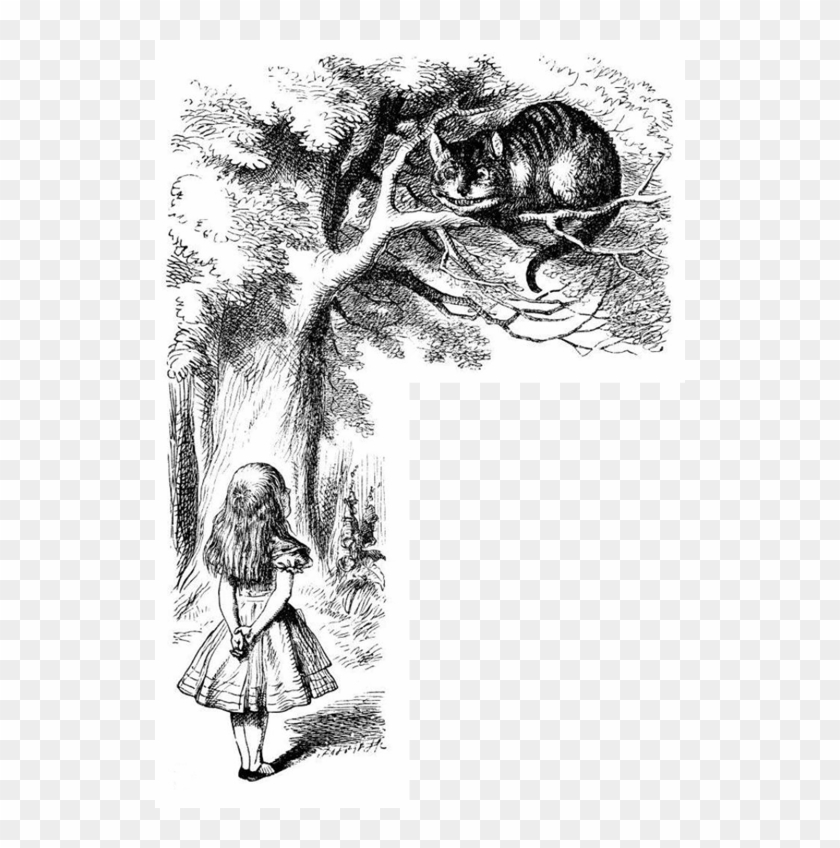 Alice And The Cat - Original Alice In Wonderland Cheshire Cat Clipart