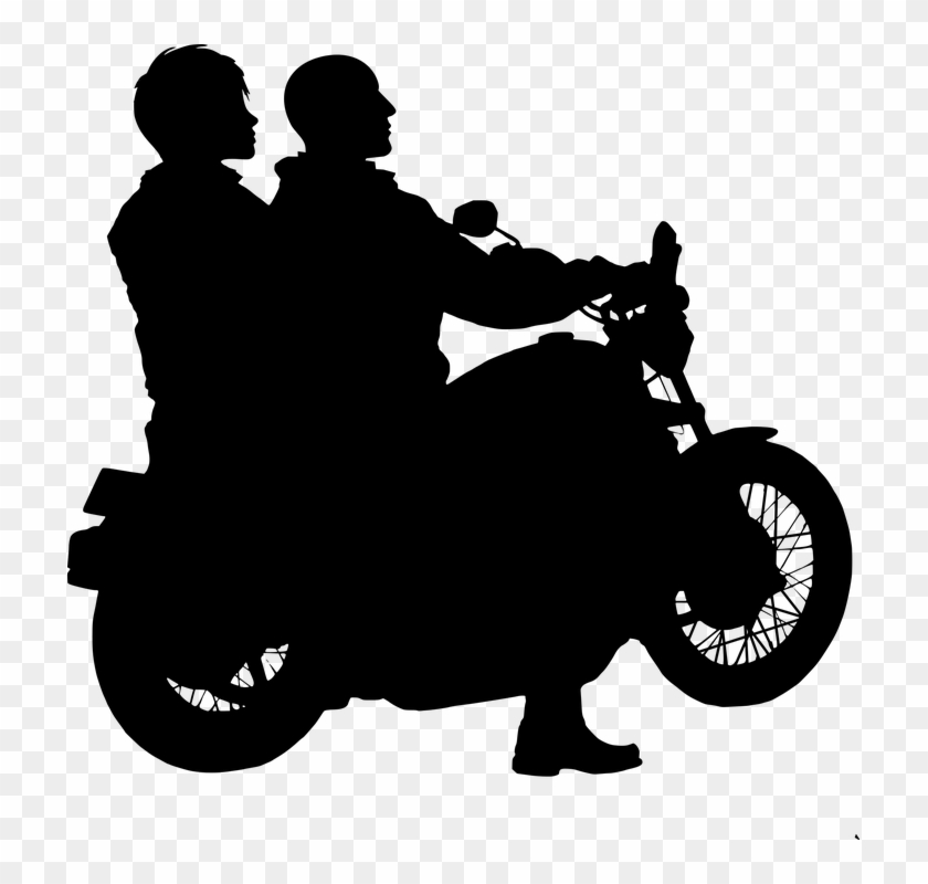 Motorcycle Couple Rider Silhouette Adventure Biker - Casal De Moto Desenho Png Clipart #4814521