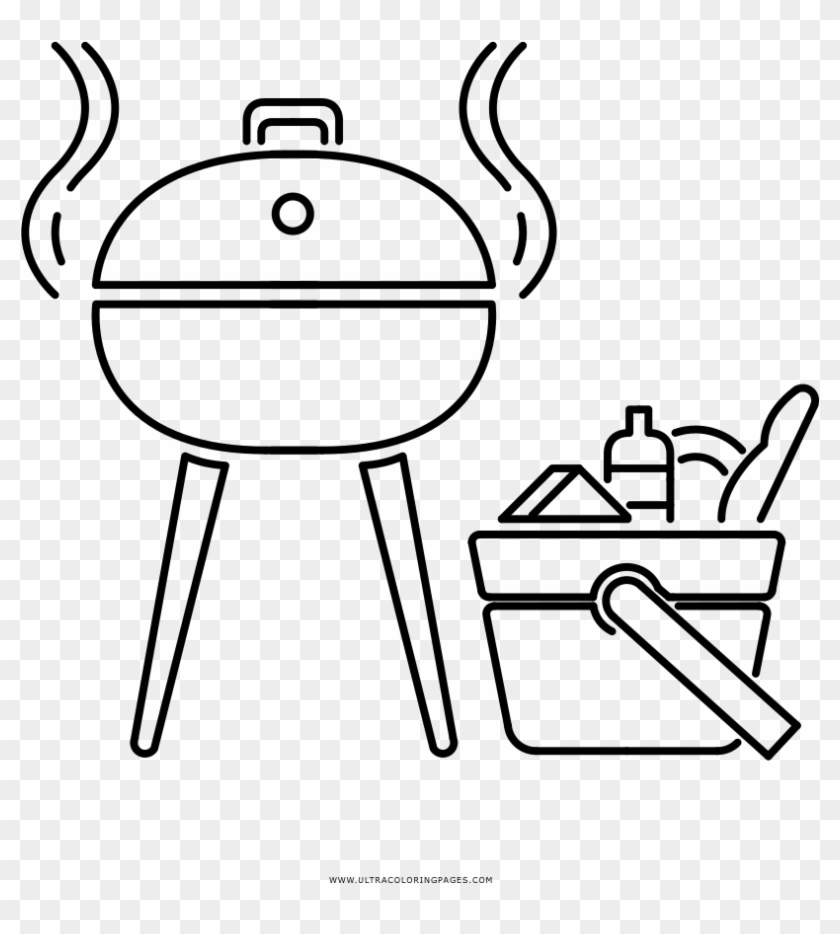 Barbecue Coloring Page - Cartoon Clipart