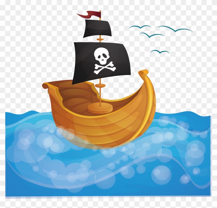 Black And White Piracy Ship Boat In The Transprent - Sail Clipart #4814899