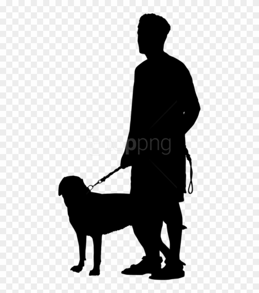 Free Png Man With Dog Silhouette Png - Dog Walking Silhouette Png Clipart #4814961