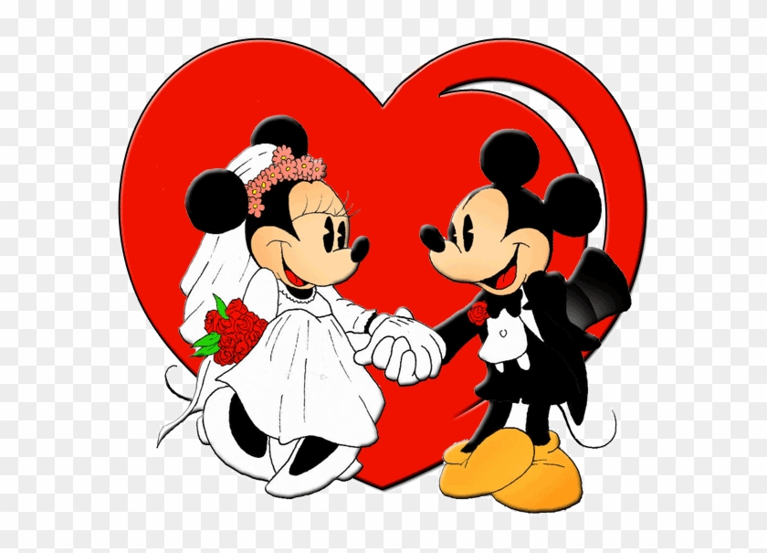 Mickey Mouse Silhouette Clip - Mickey And Minnie Wedding Cartoon - Png Download #4815108