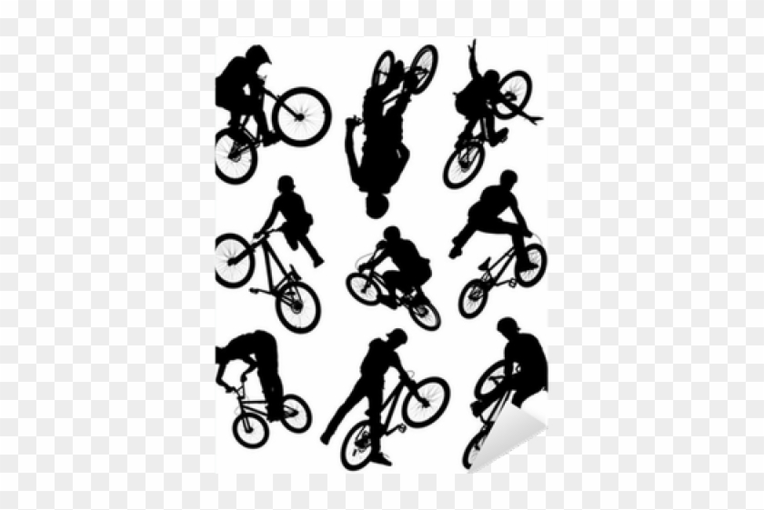 Drawn Biker Motorcycle Stunt - Mountain Bike Silhouette Clipart