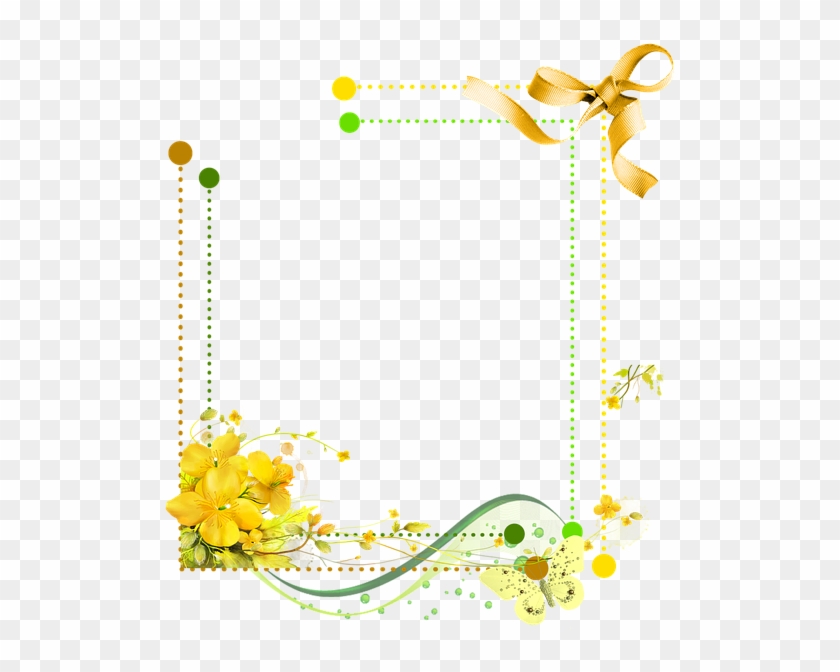 Frame Framework Yellow Bow Wave - Frame Floral Amarelo Png Clipart #4826616