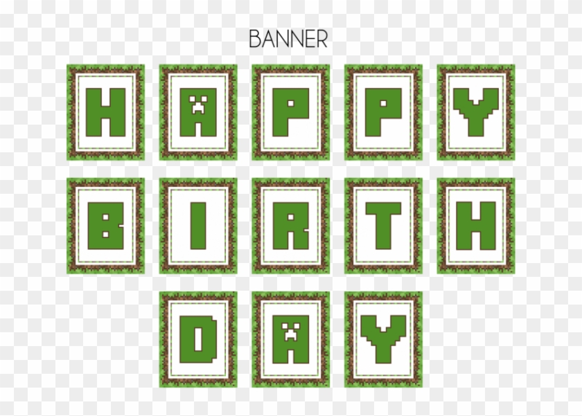 Minecraft Party Food Labels - Minecraft Happy Birthday Banner Printable Free Clipart