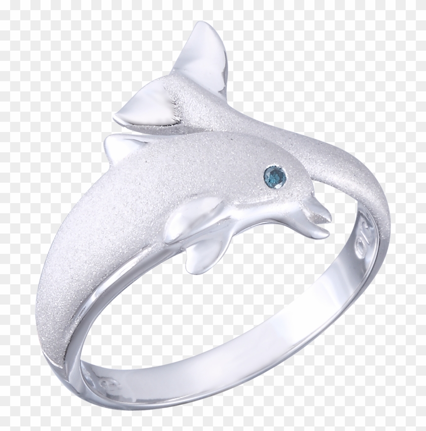 20mm 14k White Gold "jumping Single" Dolphin Ring With - Titanium Ring Clipart