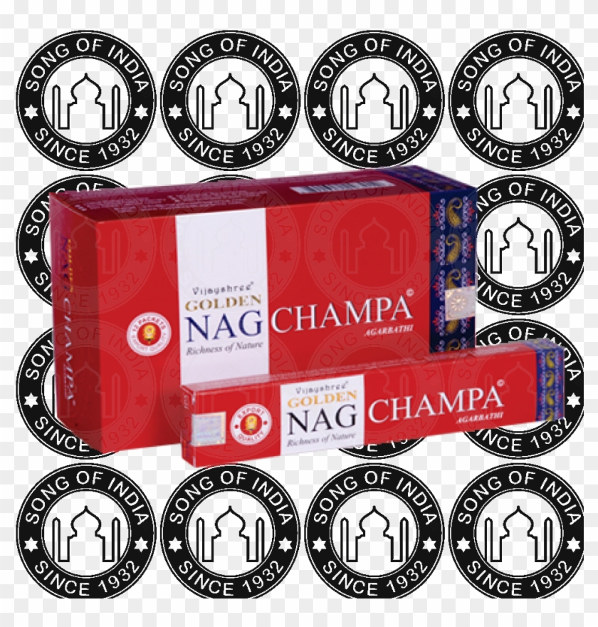 Golden Nag Champa Incense Sticks - Label Clipart #4829750
