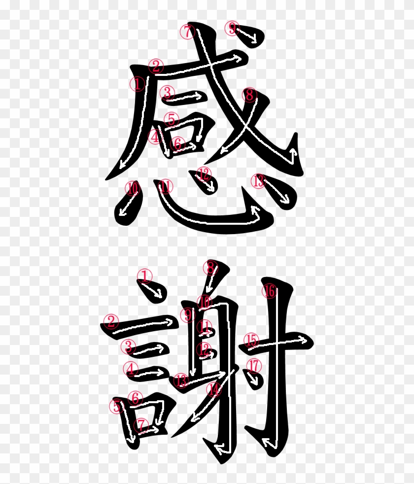 Japanese Word Images For The Word Gratitude - Kansha Japanese Clipart