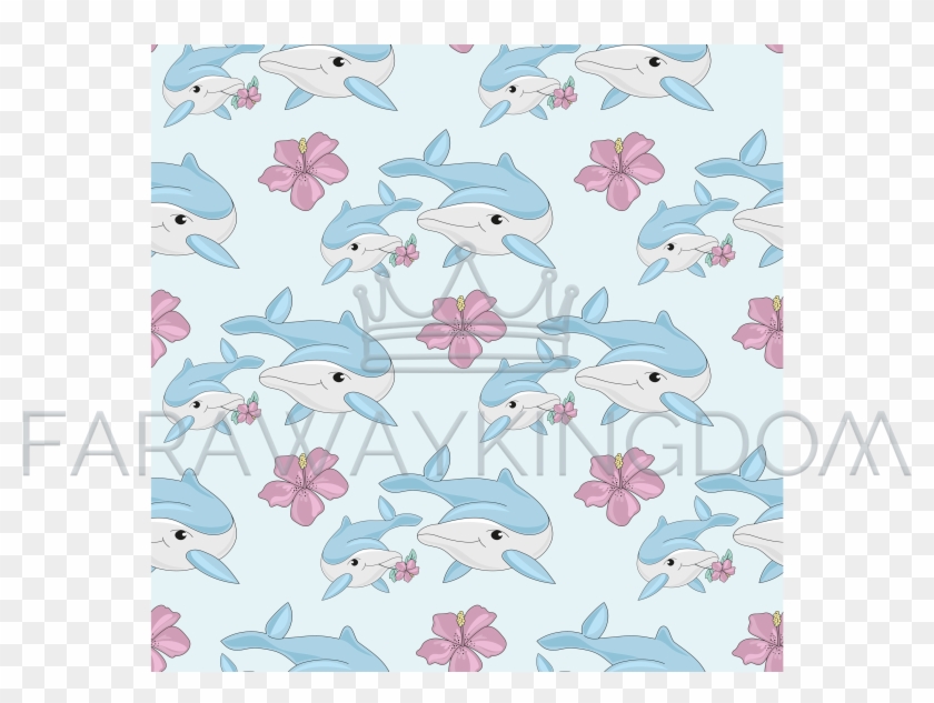 Dolphins Underwater Seamless Pattern Vector Illustration - Cartoon Clipart #4831427