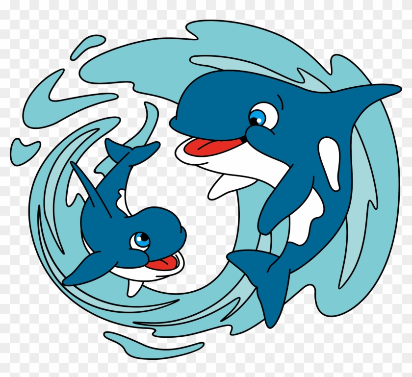 Shark Vector Cartoon Drawing Png File Hd Clipart - Дельфин И Дельфиненок Рисунок Transparent Png #4831649